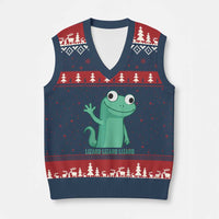 Funny Lizard Lizard Lizard V-Neck Knit Sweater Vest Cute Gecko Reptile Meme - Wonder Print Shop
