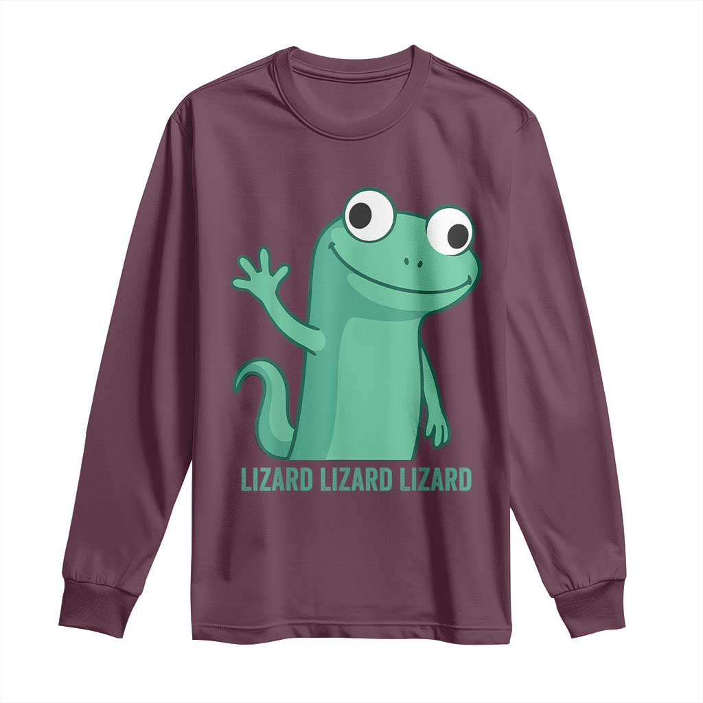 Funny Lizard Lizard Lizard Long Sleeve Shirt Cute Gecko Reptile Meme - Wonder Print Shop