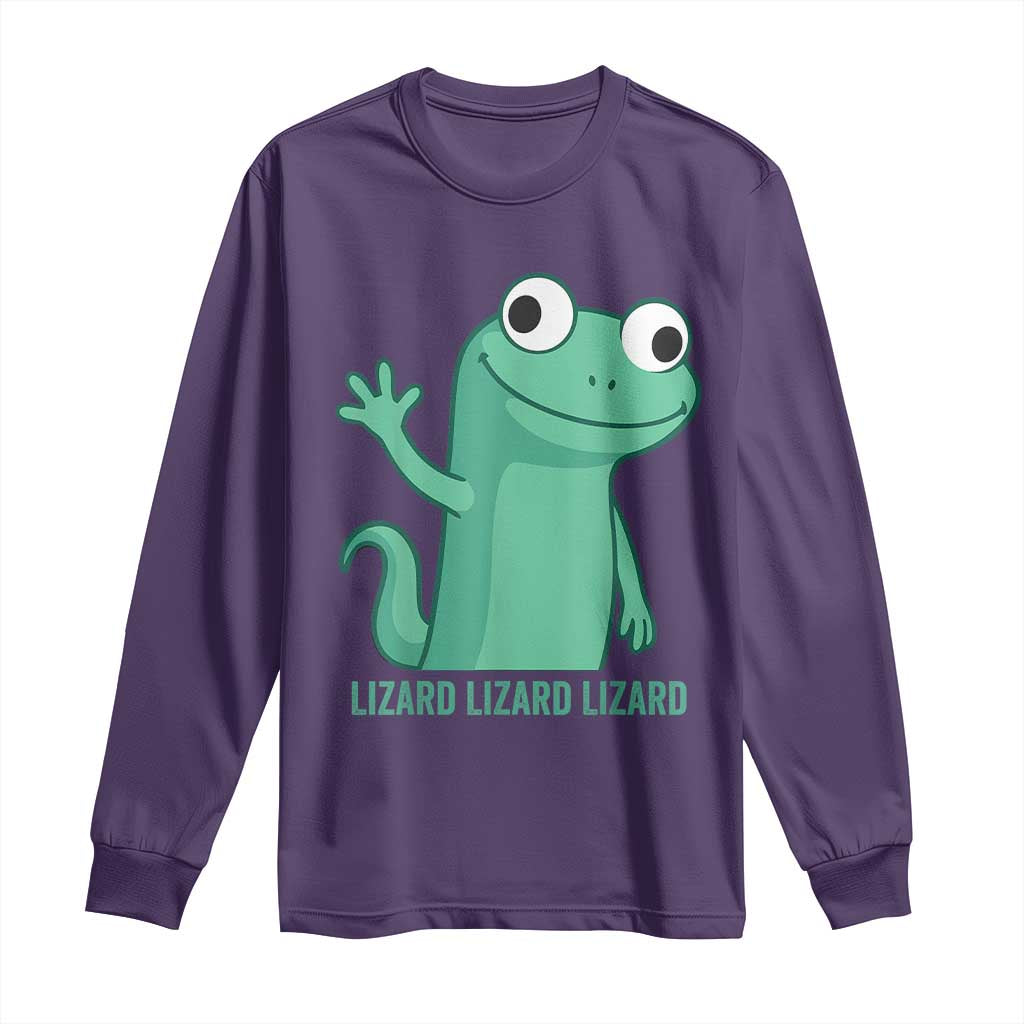 Funny Lizard Lizard Lizard Long Sleeve Shirt Cute Gecko Reptile Meme - Wonder Print Shop