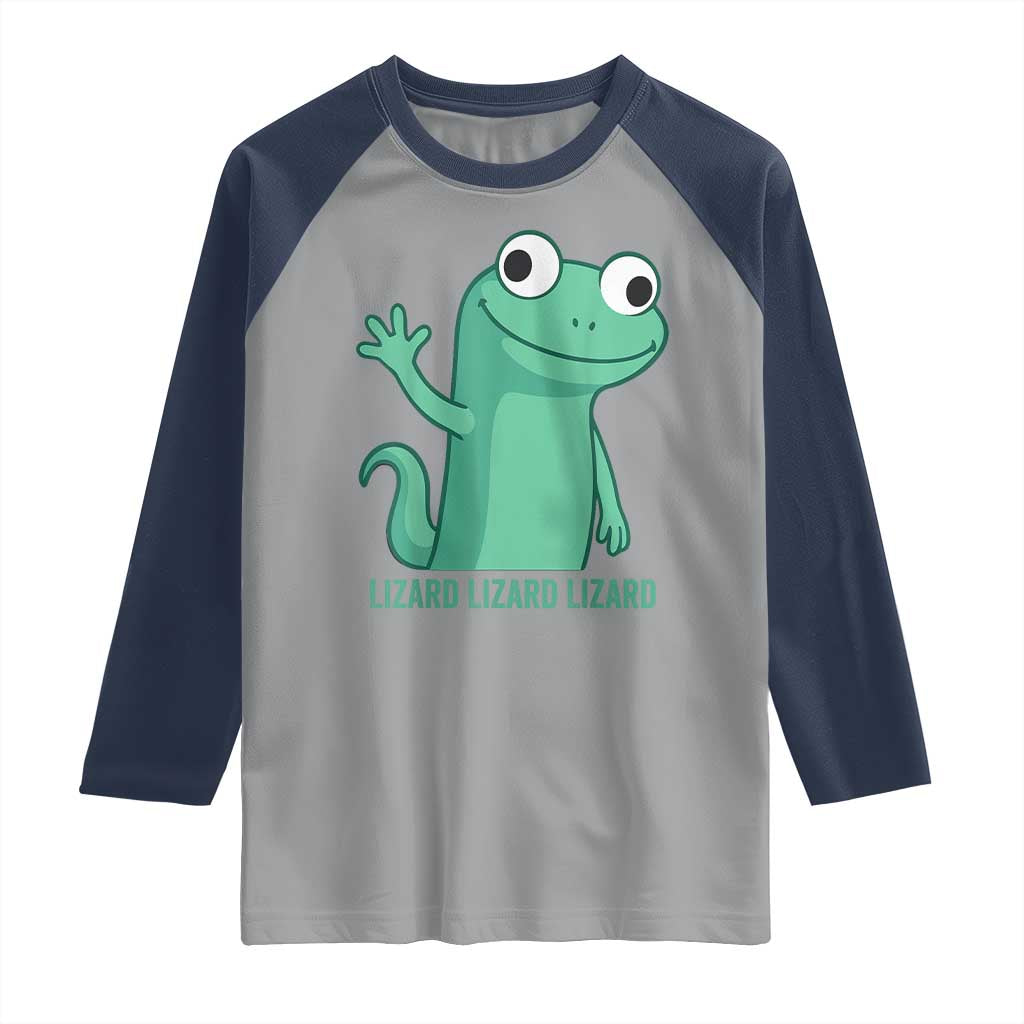 Funny Lizard Lizard Lizard Raglan Shirt Cute Gecko Reptile Meme - Wonder Print Shop