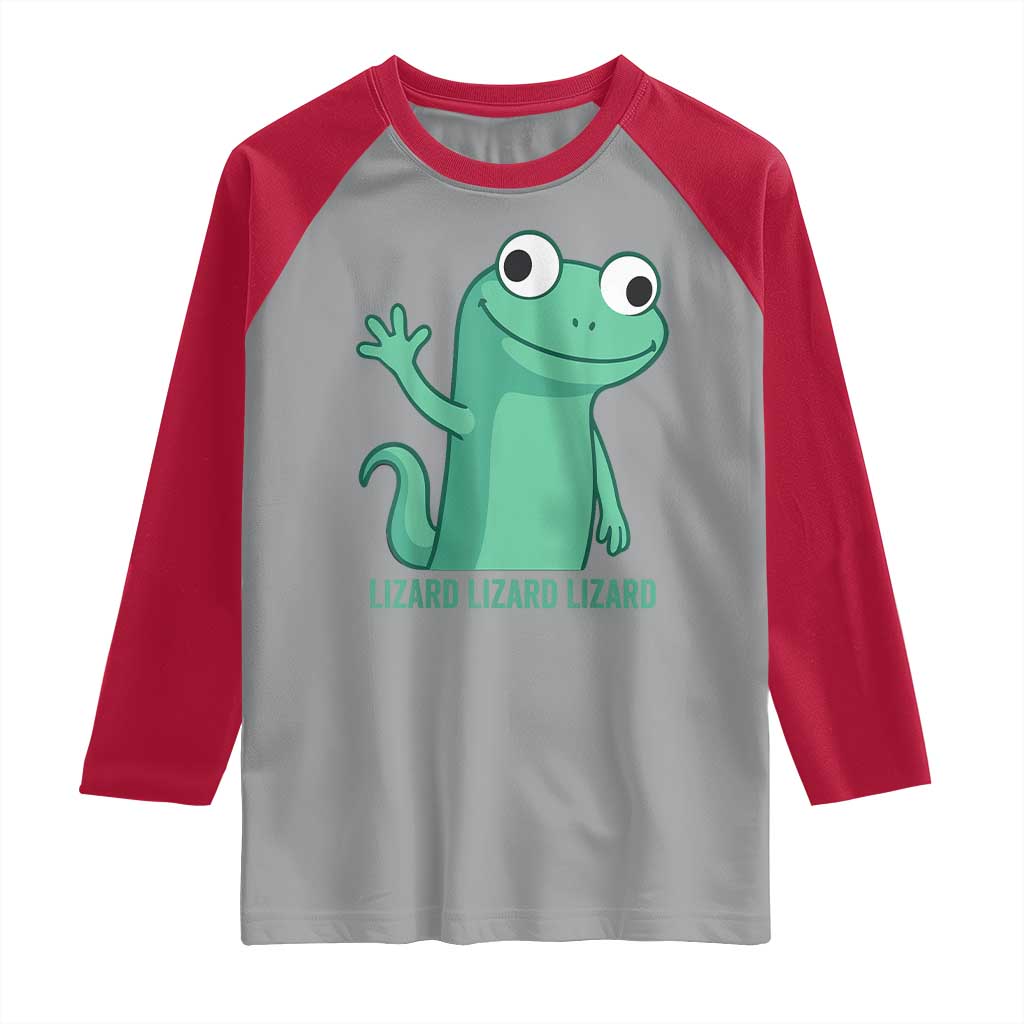 Funny Lizard Lizard Lizard Raglan Shirt Cute Gecko Reptile Meme - Wonder Print Shop