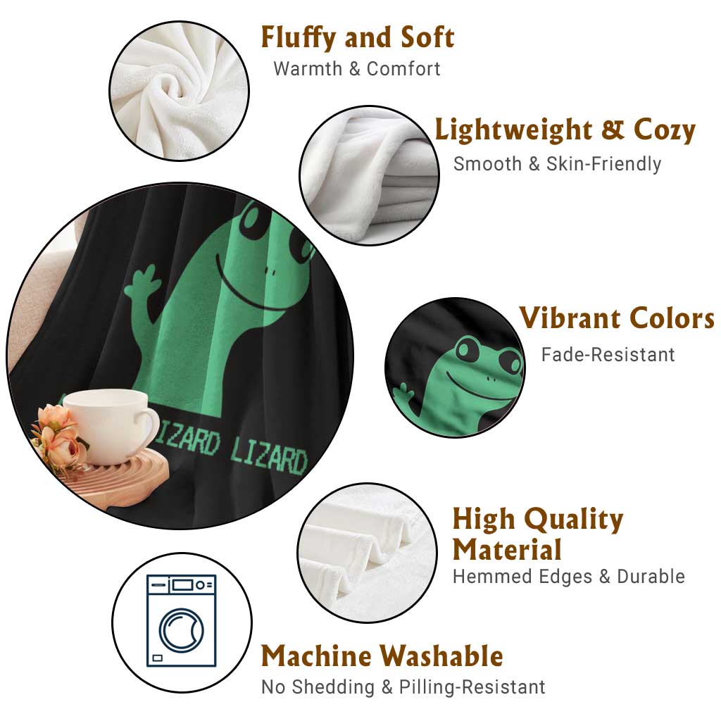 Funny Lizard Lizard Lizard Throw Blanket Weirdcore Gecko Reptile Meme - Wonder Print Shop
