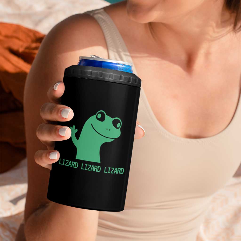 Funny Lizard Lizard Lizard 4 in 1 Can Cooler Tumbler Weirdcore Gecko Reptile Meme - Wonder Print Shop