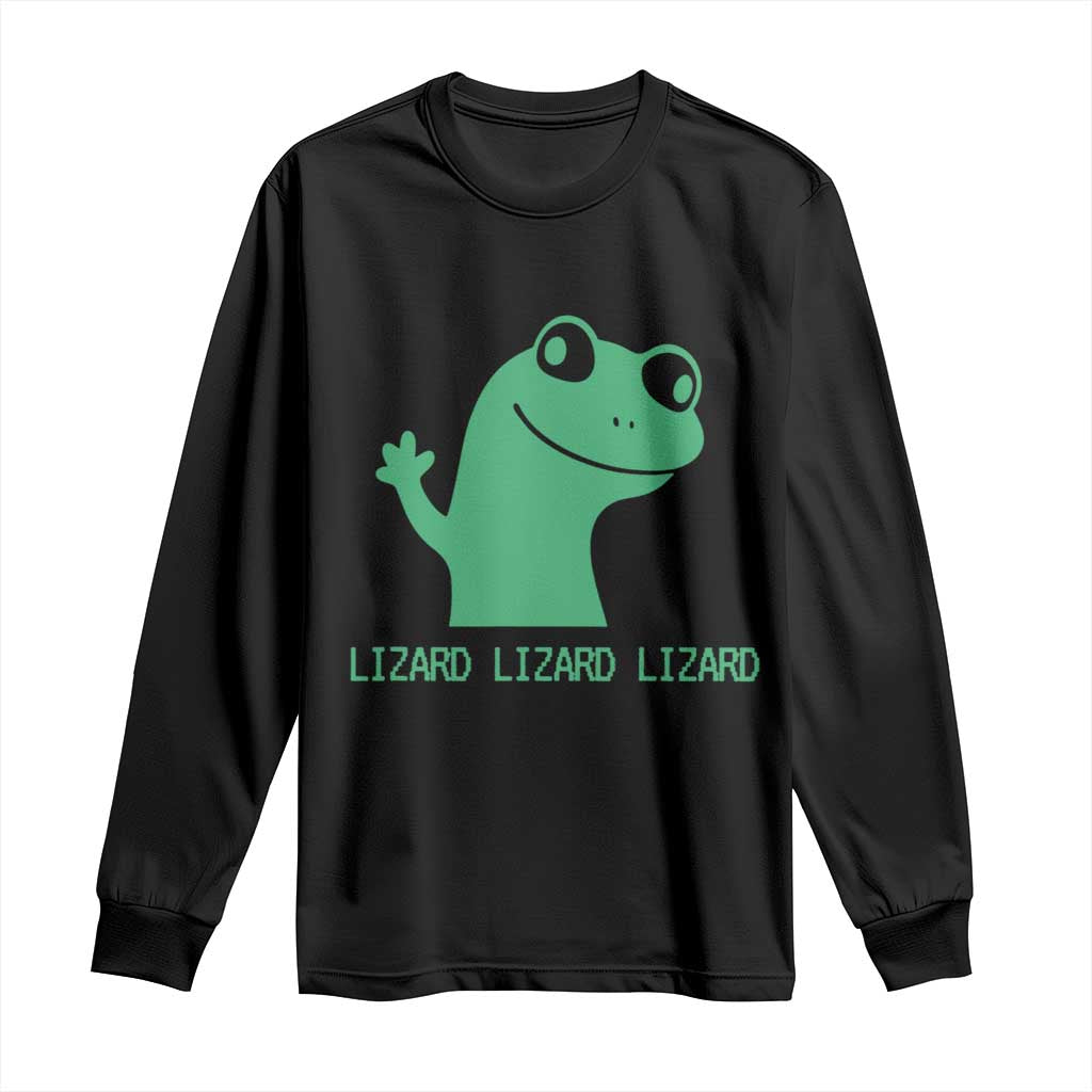 Funny Lizard Lizard Lizard Long Sleeve Shirt Weirdcore Gecko Reptile Meme - Wonder Print Shop