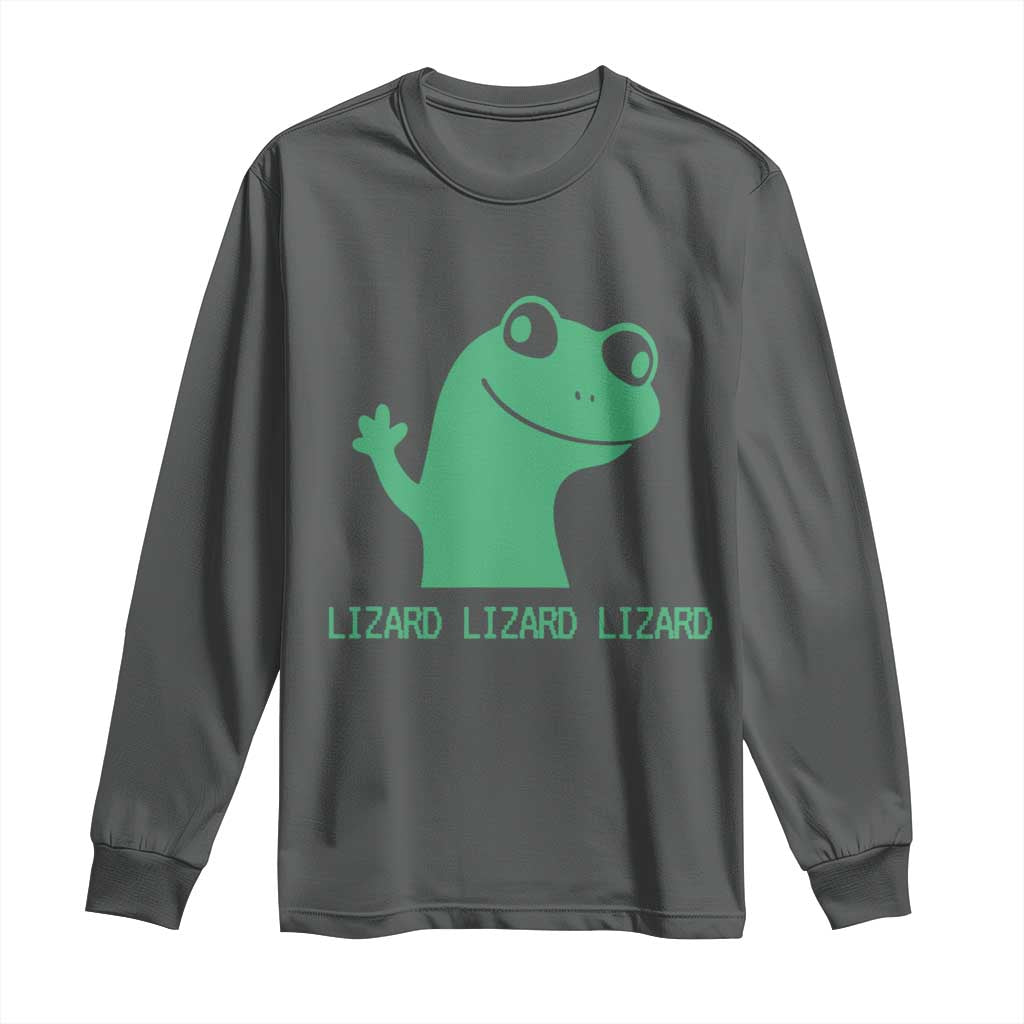 Funny Lizard Lizard Lizard Long Sleeve Shirt Weirdcore Gecko Reptile Meme - Wonder Print Shop