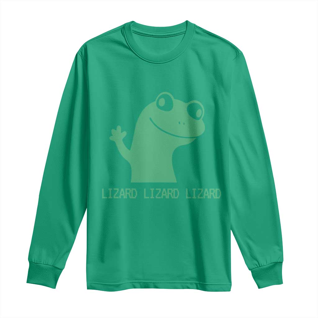 Funny Lizard Lizard Lizard Long Sleeve Shirt Weirdcore Gecko Reptile Meme - Wonder Print Shop
