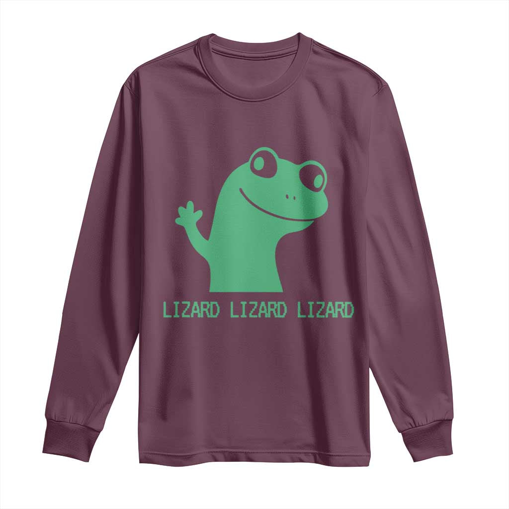 Funny Lizard Lizard Lizard Long Sleeve Shirt Weirdcore Gecko Reptile Meme - Wonder Print Shop