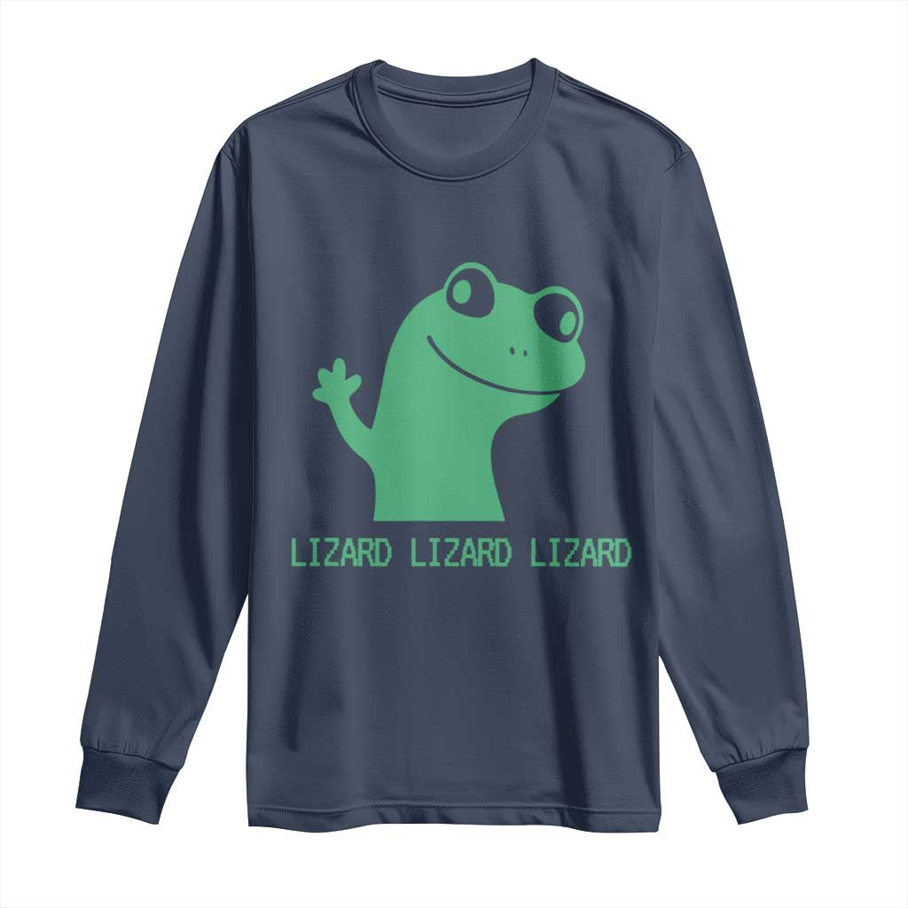 Funny Lizard Lizard Lizard Long Sleeve Shirt Weirdcore Gecko Reptile Meme - Wonder Print Shop