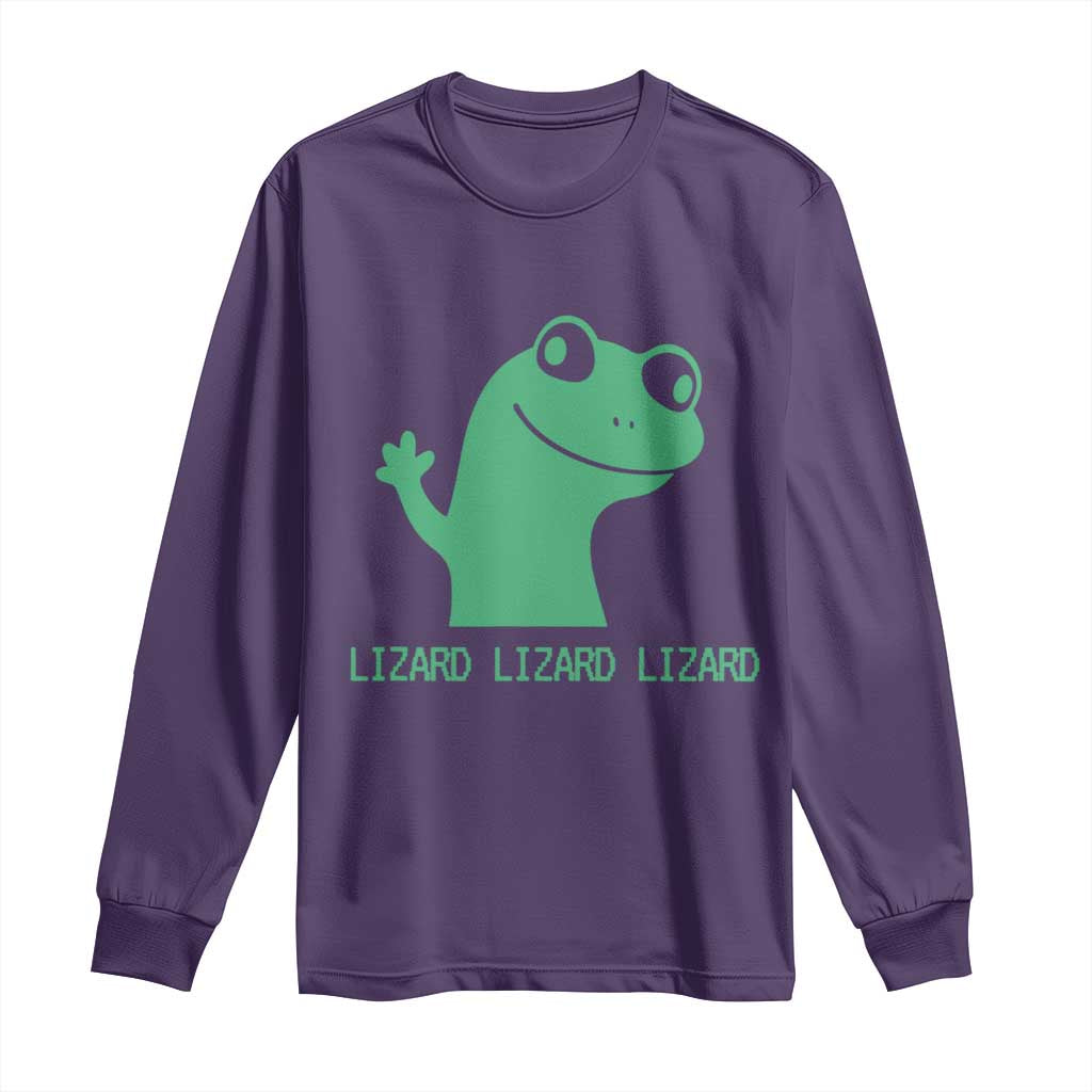 Funny Lizard Lizard Lizard Long Sleeve Shirt Weirdcore Gecko Reptile Meme - Wonder Print Shop