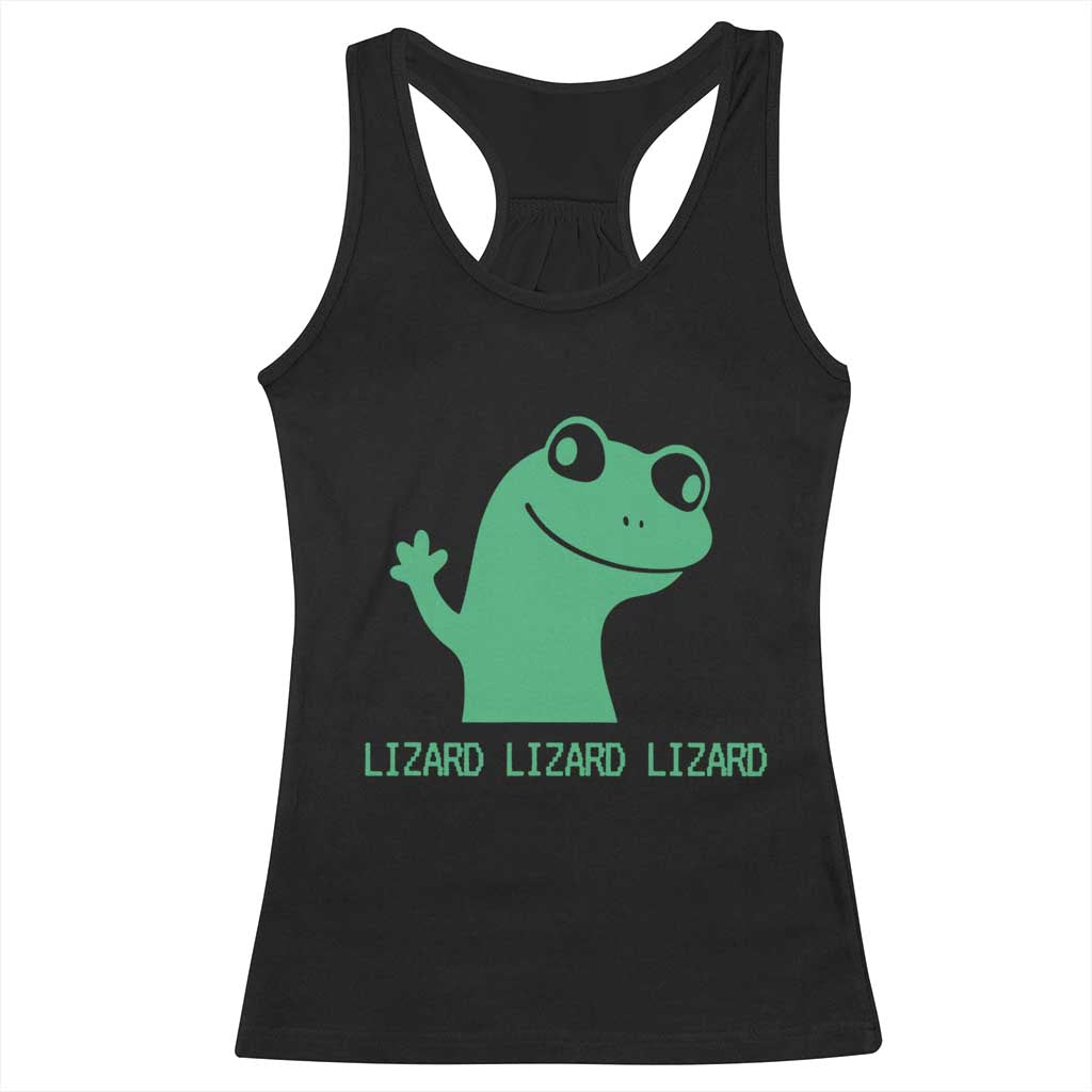 Funny Lizard Lizard Lizard Racerback Tank Top Weirdcore Gecko Reptile Meme - Wonder Print Shop