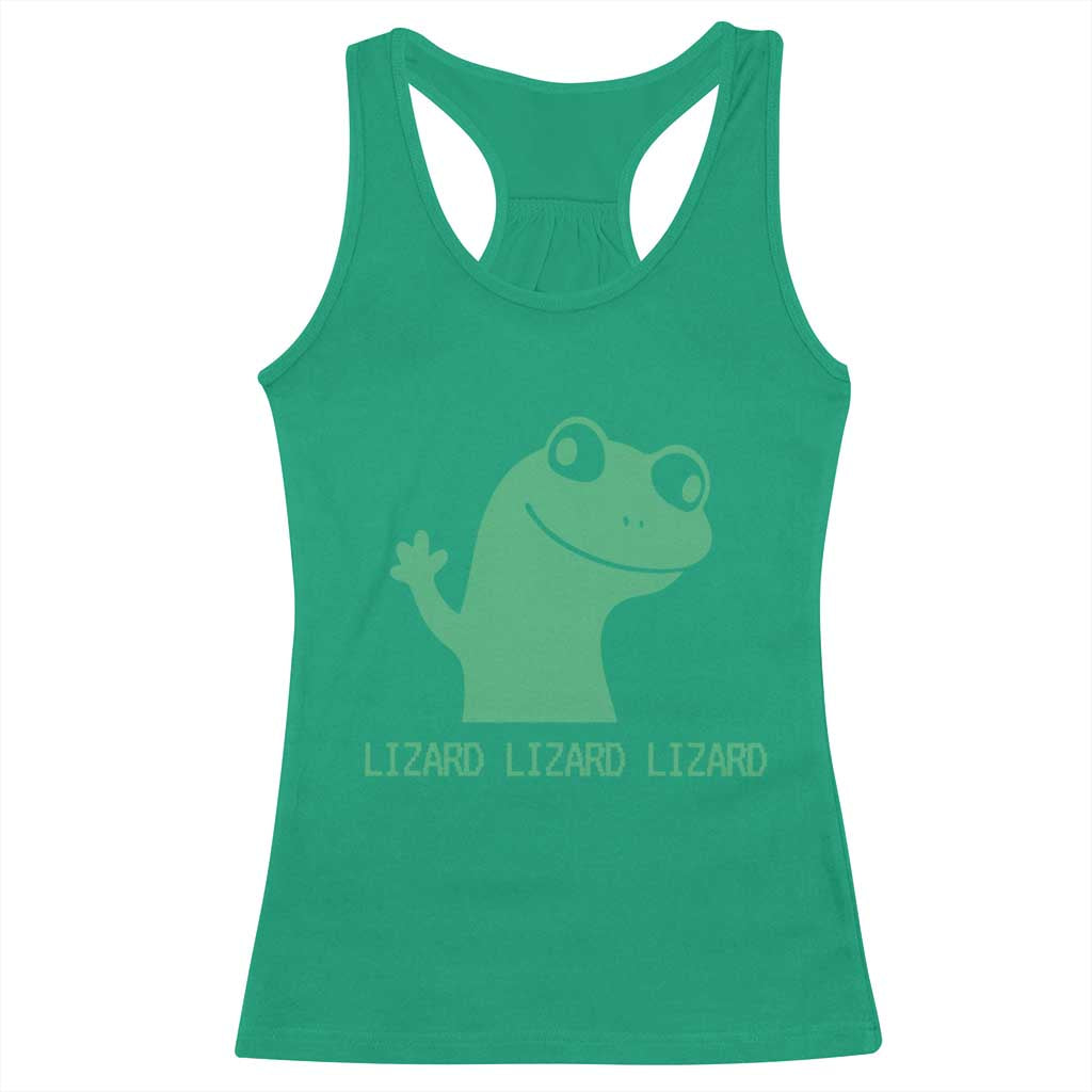 Funny Lizard Lizard Lizard Racerback Tank Top Weirdcore Gecko Reptile Meme - Wonder Print Shop