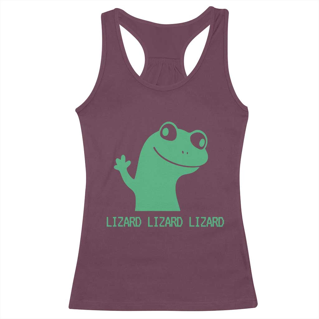 Funny Lizard Lizard Lizard Racerback Tank Top Weirdcore Gecko Reptile Meme - Wonder Print Shop