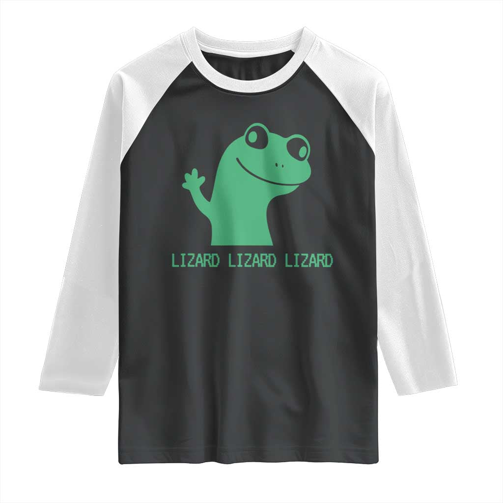 Funny Lizard Lizard Lizard Raglan Shirt Weirdcore Gecko Reptile Meme - Wonder Print Shop