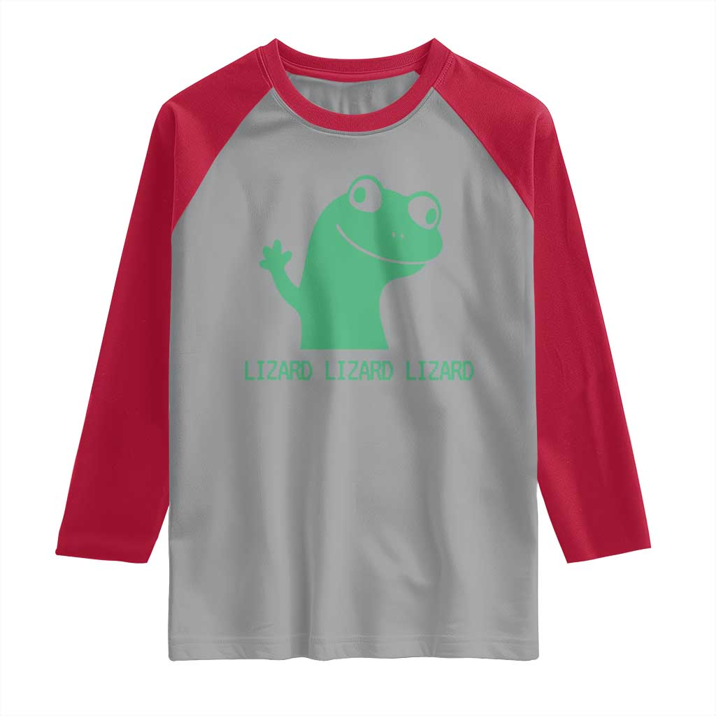 Funny Lizard Lizard Lizard Raglan Shirt Weirdcore Gecko Reptile Meme - Wonder Print Shop