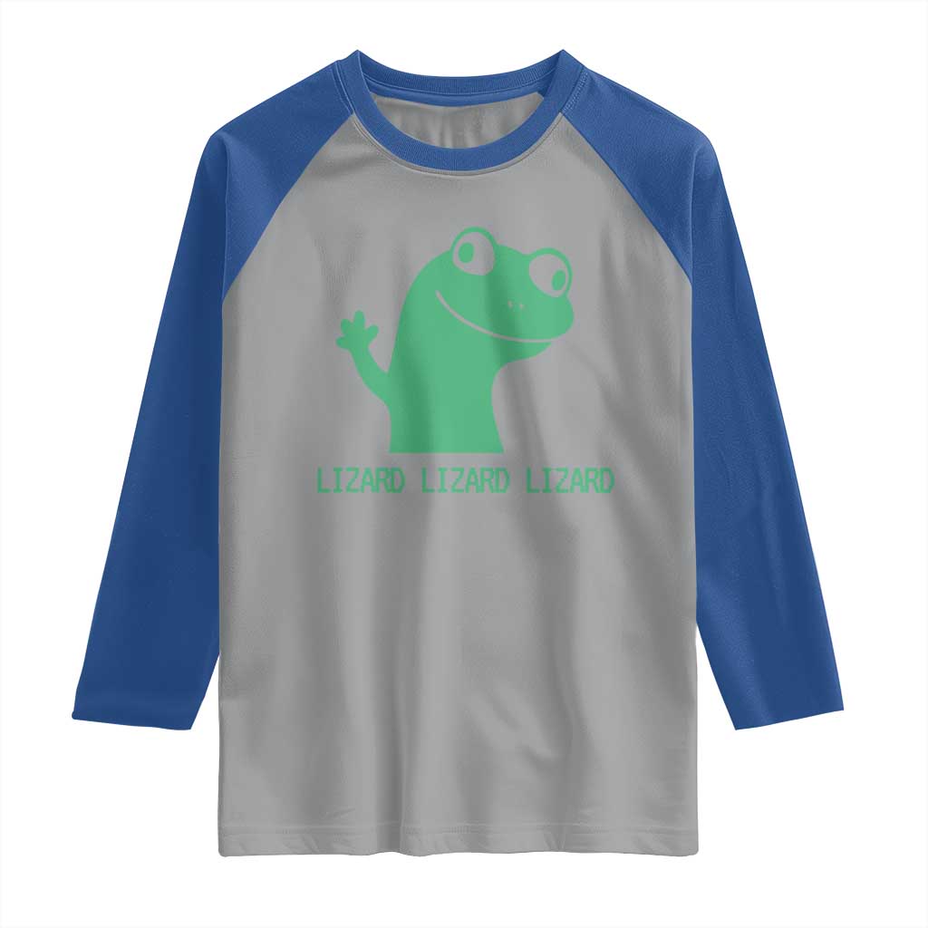 Funny Lizard Lizard Lizard Raglan Shirt Weirdcore Gecko Reptile Meme - Wonder Print Shop