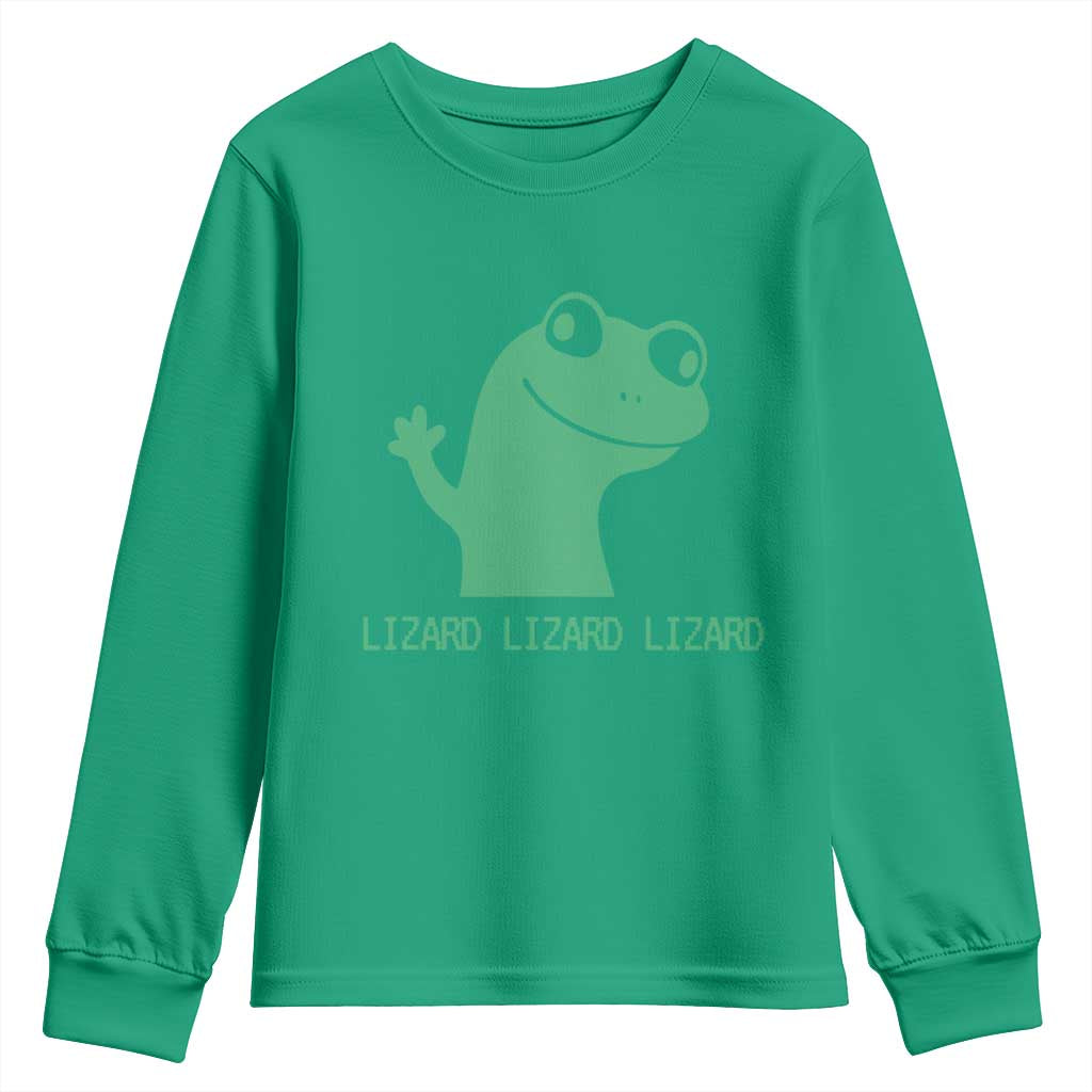 Funny Lizard Lizard Lizard Youth Sweatshirt Weirdcore Gecko Reptile Meme - Wonder Print Shop