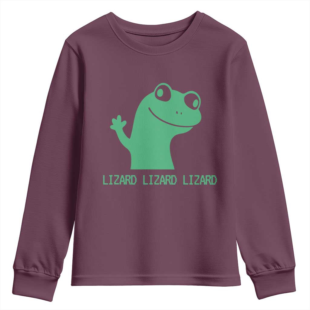 Funny Lizard Lizard Lizard Youth Sweatshirt Weirdcore Gecko Reptile Meme - Wonder Print Shop