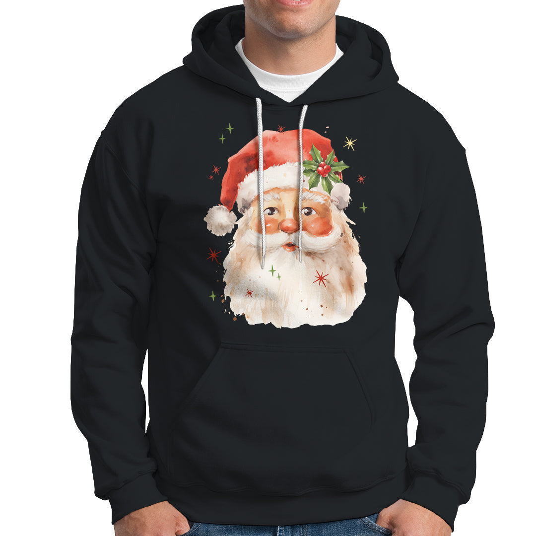 Retro Vintage Christmas Santa Claus Face Xmas Old Fashioned Hoodie - Wonder Print Shop