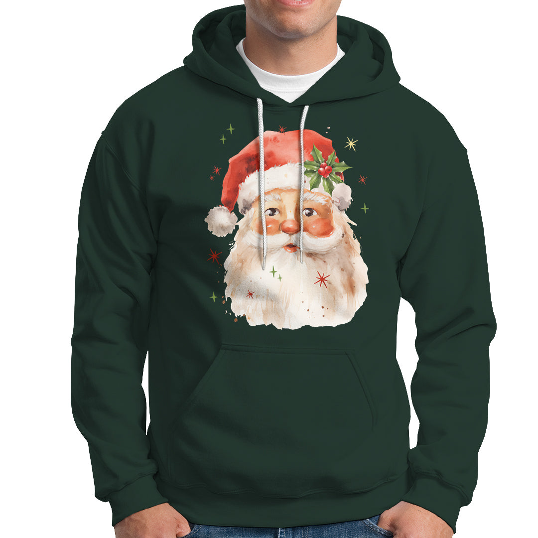 Retro Vintage Christmas Santa Claus Face Xmas Old Fashioned Hoodie - Wonder Print Shop