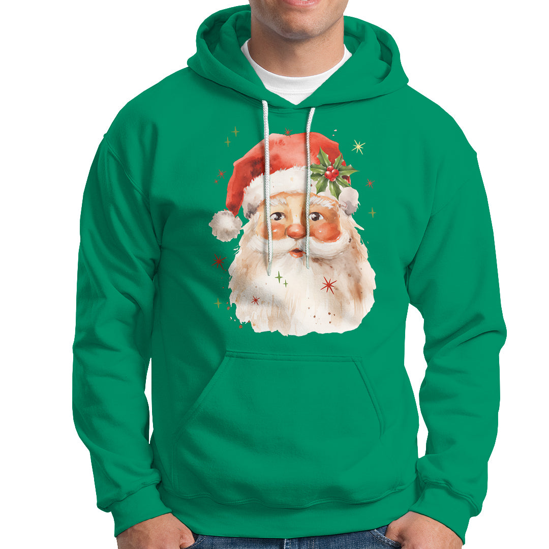 Retro Vintage Christmas Santa Claus Face Xmas Old Fashioned Hoodie - Wonder Print Shop