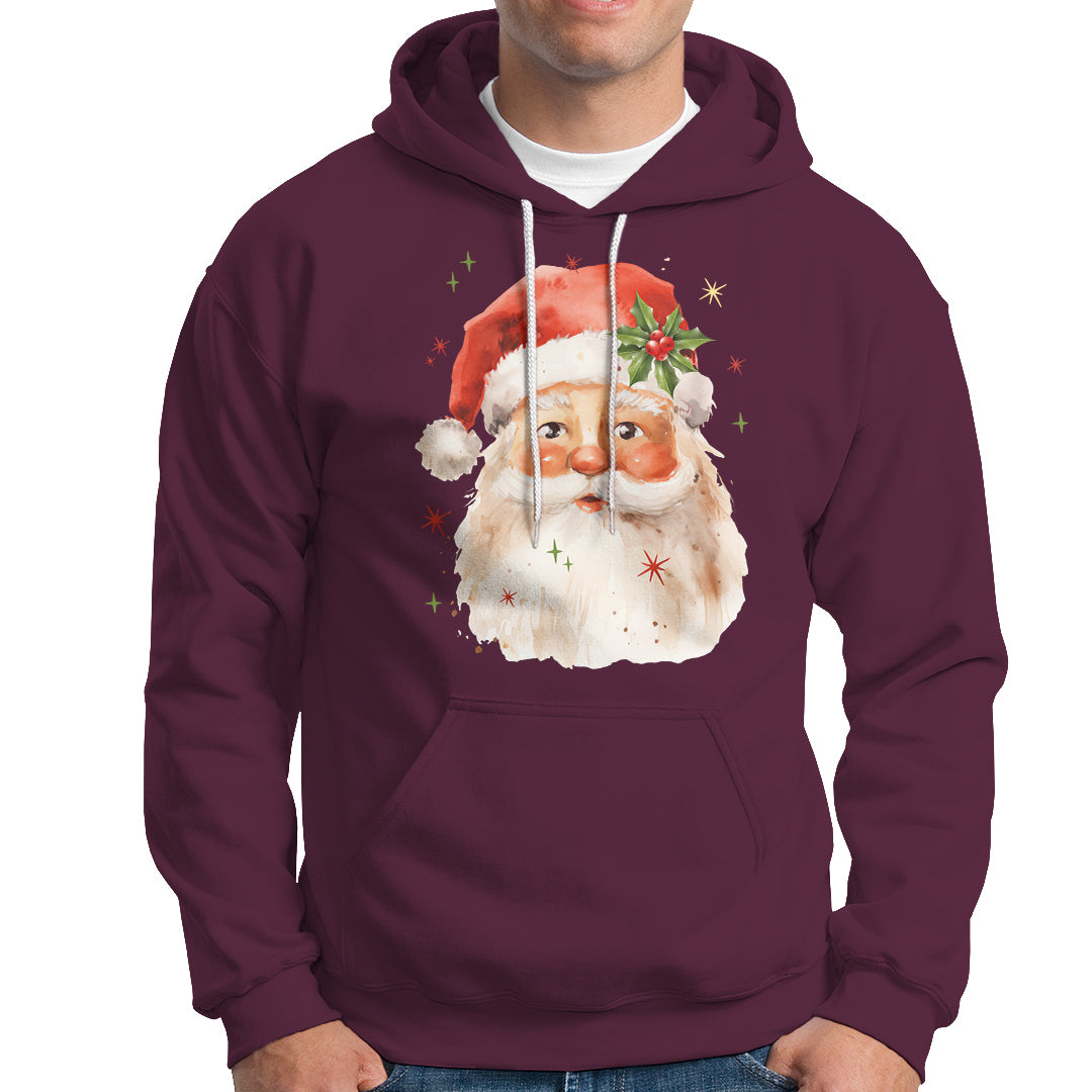Retro Vintage Christmas Santa Claus Face Xmas Old Fashioned Hoodie - Wonder Print Shop