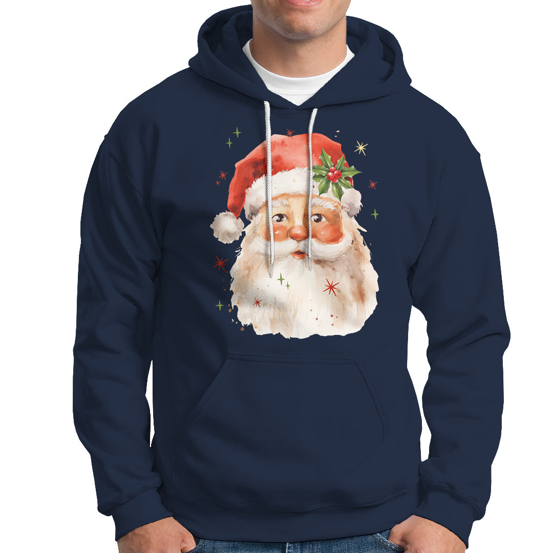 Retro Vintage Christmas Santa Claus Face Xmas Old Fashioned Hoodie - Wonder Print Shop