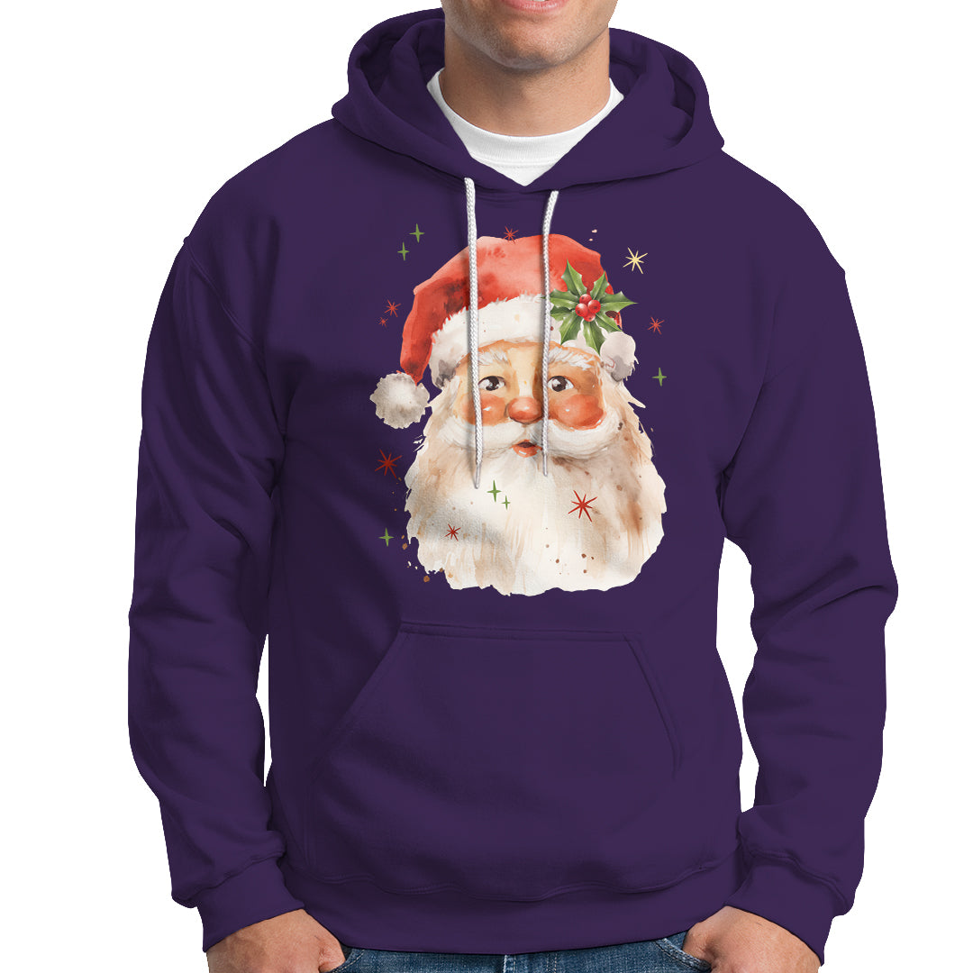 Retro Vintage Christmas Santa Claus Face Xmas Old Fashioned Hoodie - Wonder Print Shop