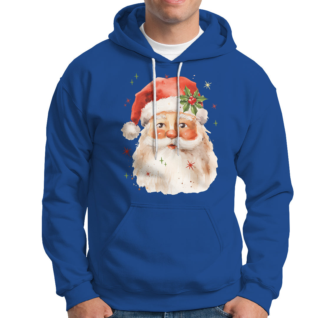 Retro Vintage Christmas Santa Claus Face Xmas Old Fashioned Hoodie - Wonder Print Shop