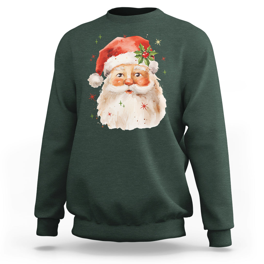 Retro Vintage Christmas Santa Claus Face Xmas Old Fashioned Sweatshirt - Wonder Print Shop