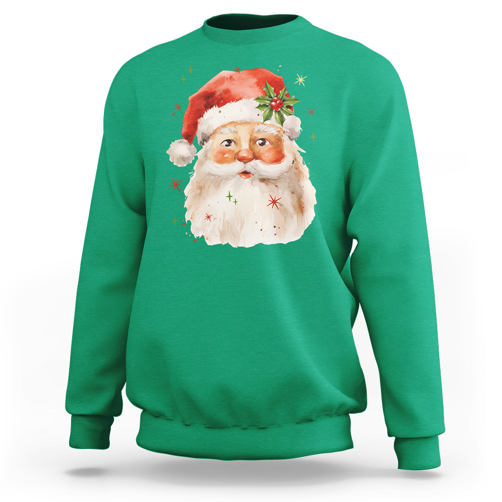 Retro Vintage Christmas Santa Claus Face Xmas Old Fashioned Sweatshirt - Wonder Print Shop