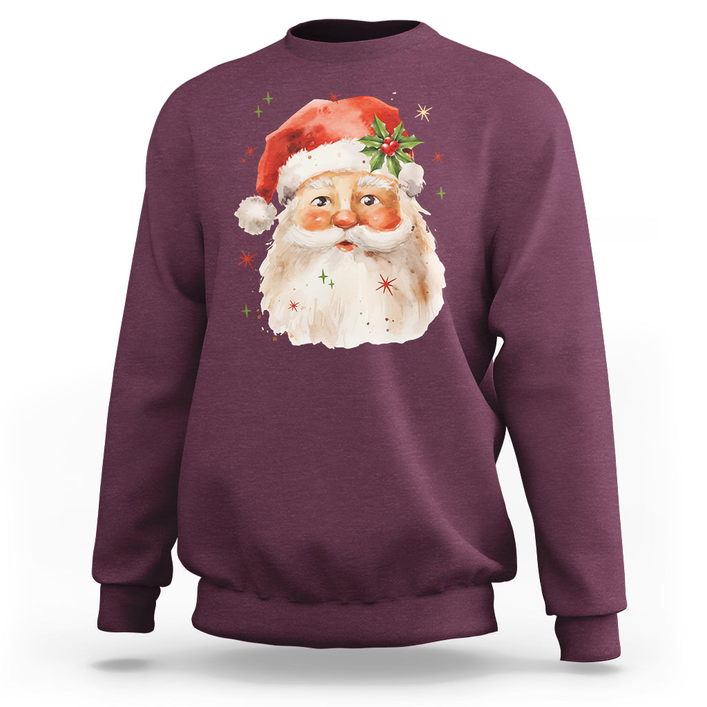Retro Vintage Christmas Santa Claus Face Xmas Old Fashioned Sweatshirt - Wonder Print Shop