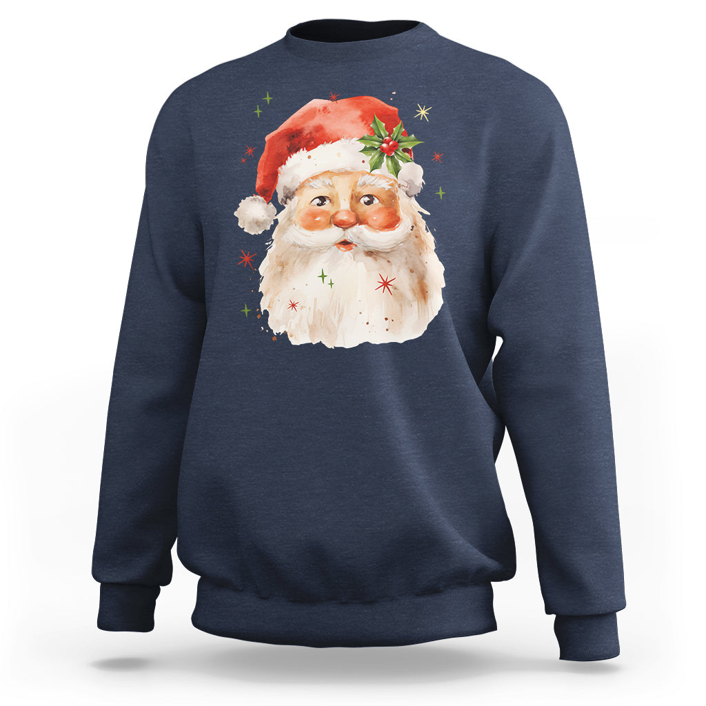 Retro Vintage Christmas Santa Claus Face Xmas Old Fashioned Sweatshirt - Wonder Print Shop