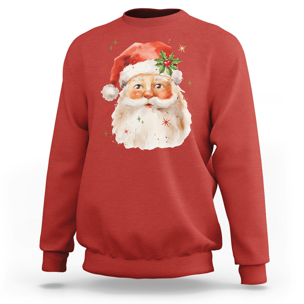 Retro Vintage Christmas Santa Claus Face Xmas Old Fashioned Sweatshirt - Wonder Print Shop