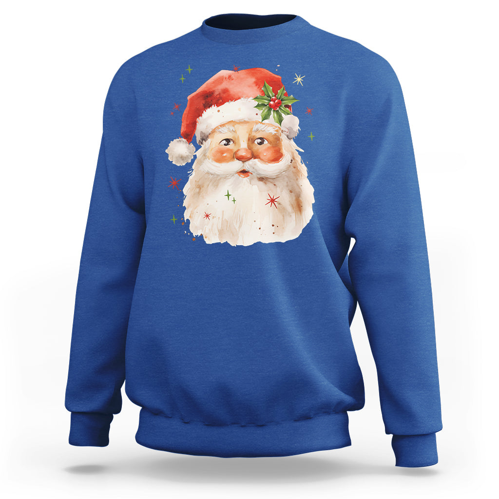 Retro Vintage Christmas Santa Claus Face Xmas Old Fashioned Sweatshirt - Wonder Print Shop