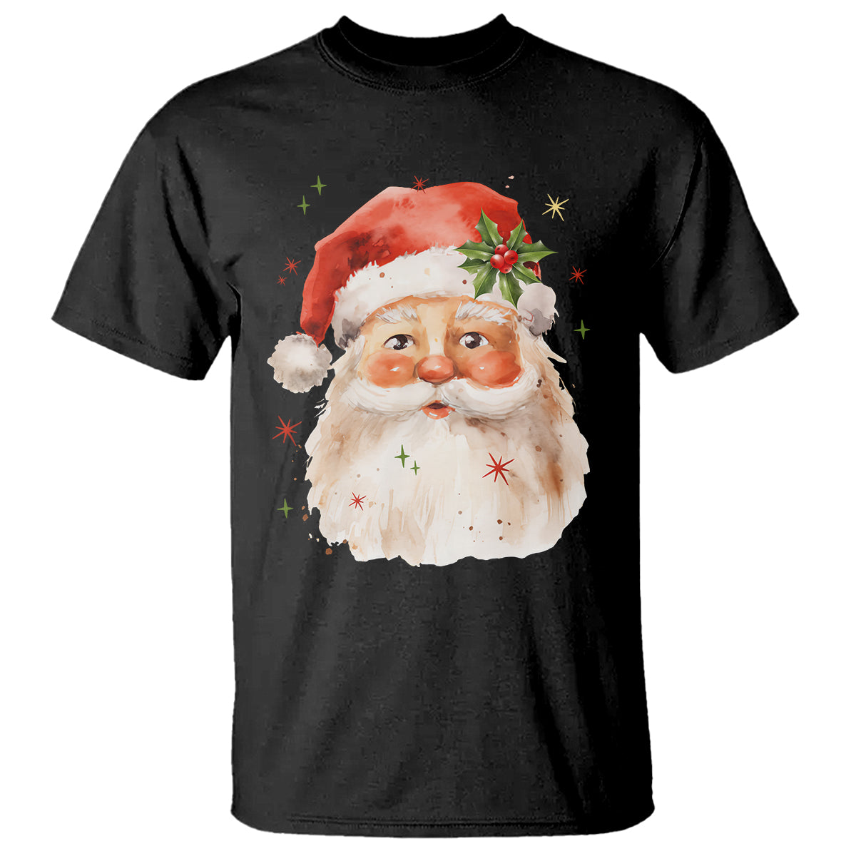 Retro Vintage Christmas Santa Claus Face Xmas Old Fashioned T Shirt - Wonder Print Shop