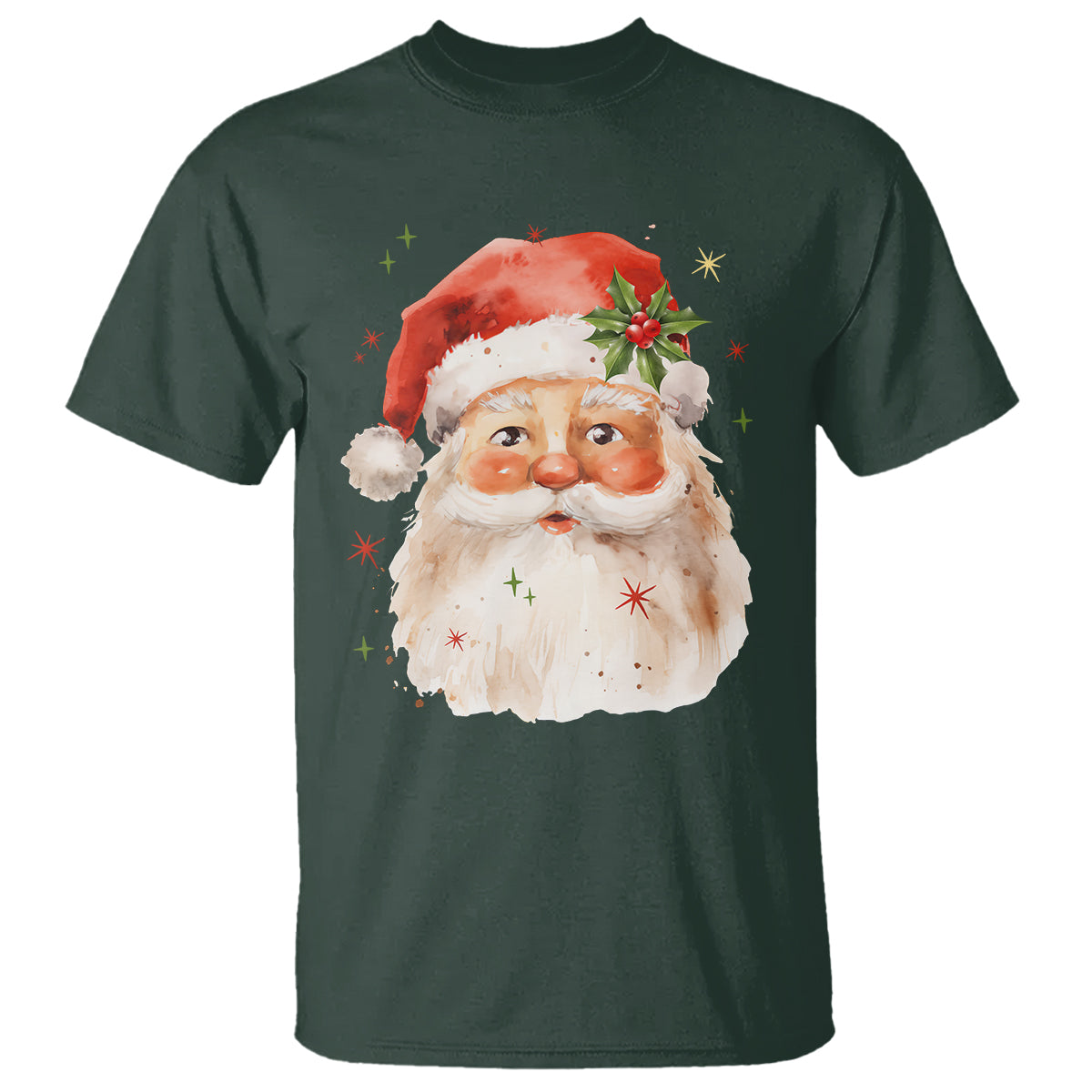 Retro Vintage Christmas Santa Claus Face Xmas Old Fashioned T Shirt - Wonder Print Shop