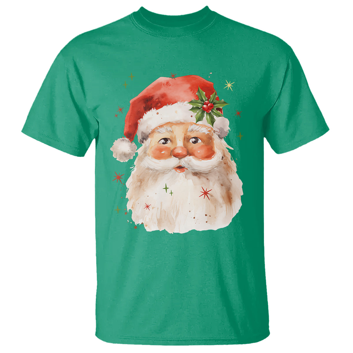 Retro Vintage Christmas Santa Claus Face Xmas Old Fashioned T Shirt - Wonder Print Shop