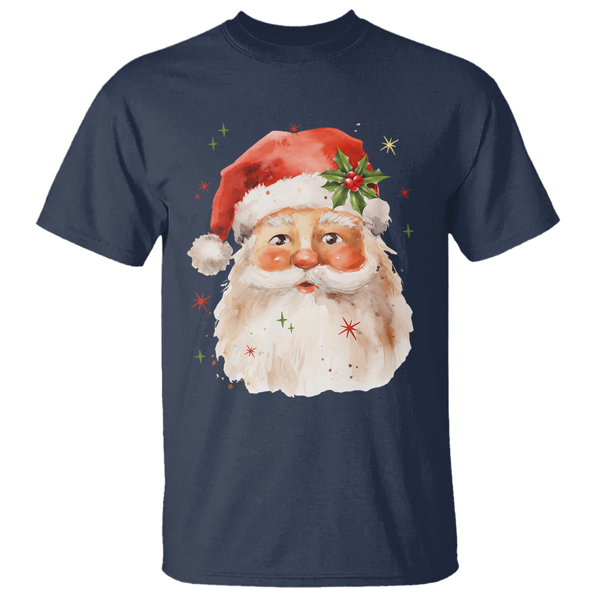 Retro Vintage Christmas Santa Claus Face Xmas Old Fashioned T Shirt - Wonder Print Shop