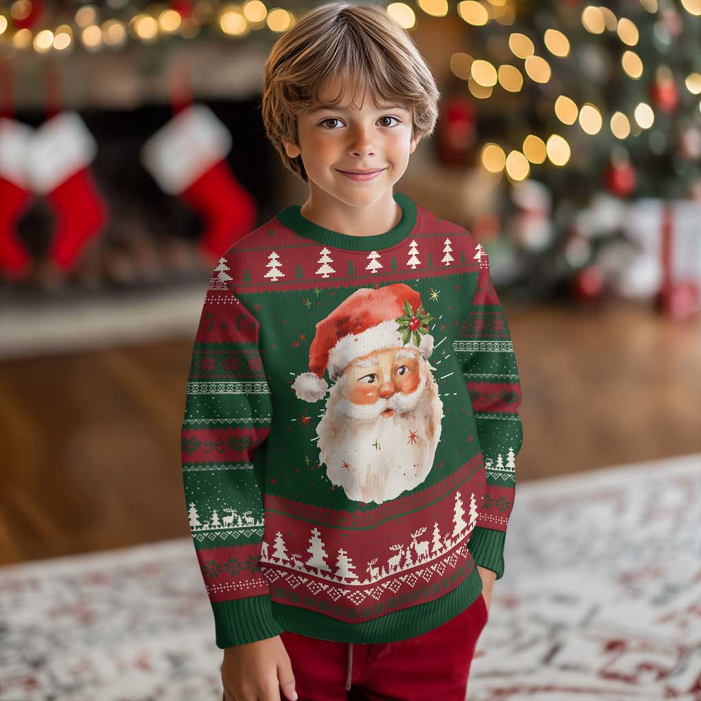 Retro Vintage Christmas Santa Claus Face Xmas Old Fashioned Ugly Christmas Sweater - Wonder Print Shop
