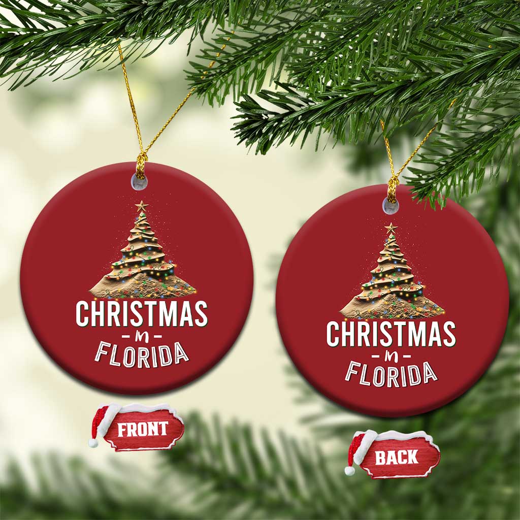 Christmas In Florida Christmas Ornament Sand Xmas Tree Lights Family Vacation - Wonder Print Shop