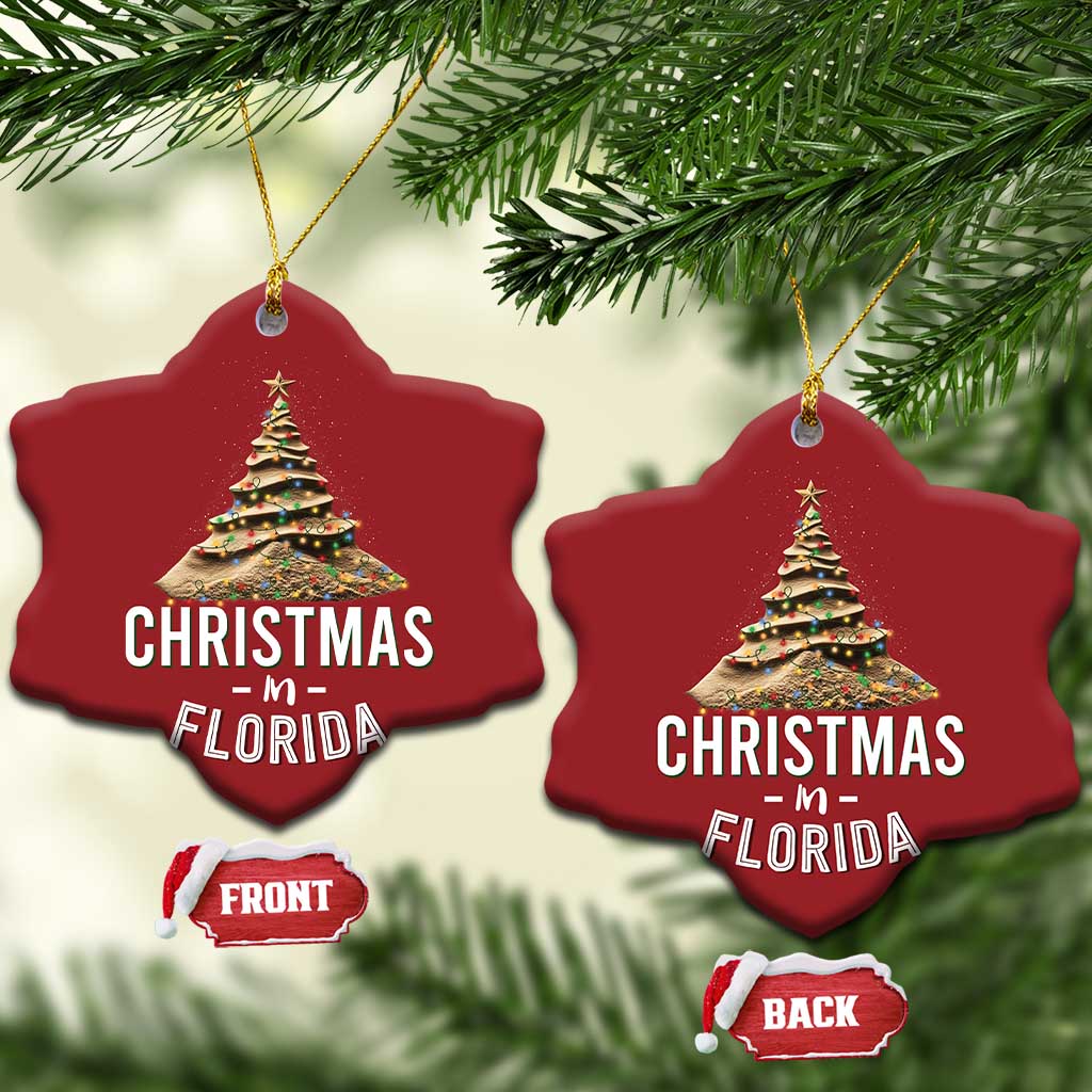 Christmas In Florida Christmas Ornament Sand Xmas Tree Lights Family Vacation - Wonder Print Shop