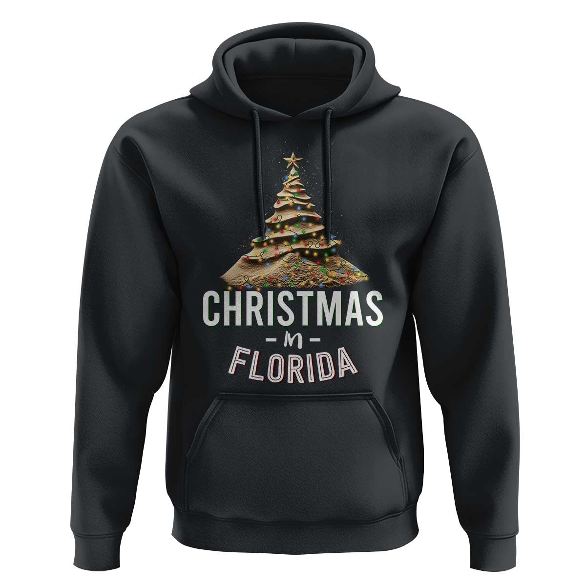 Christmas In Florida Hoodie Sand Xmas Tree Lights Family Vacation