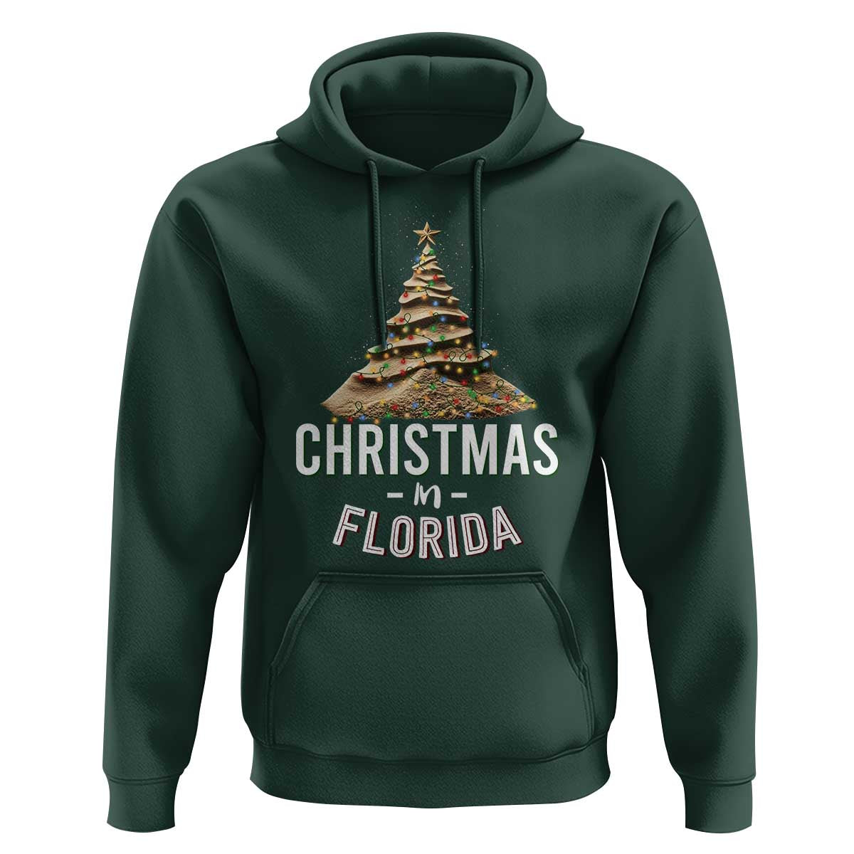 Christmas In Florida Hoodie Sand Xmas Tree Lights Family Vacation