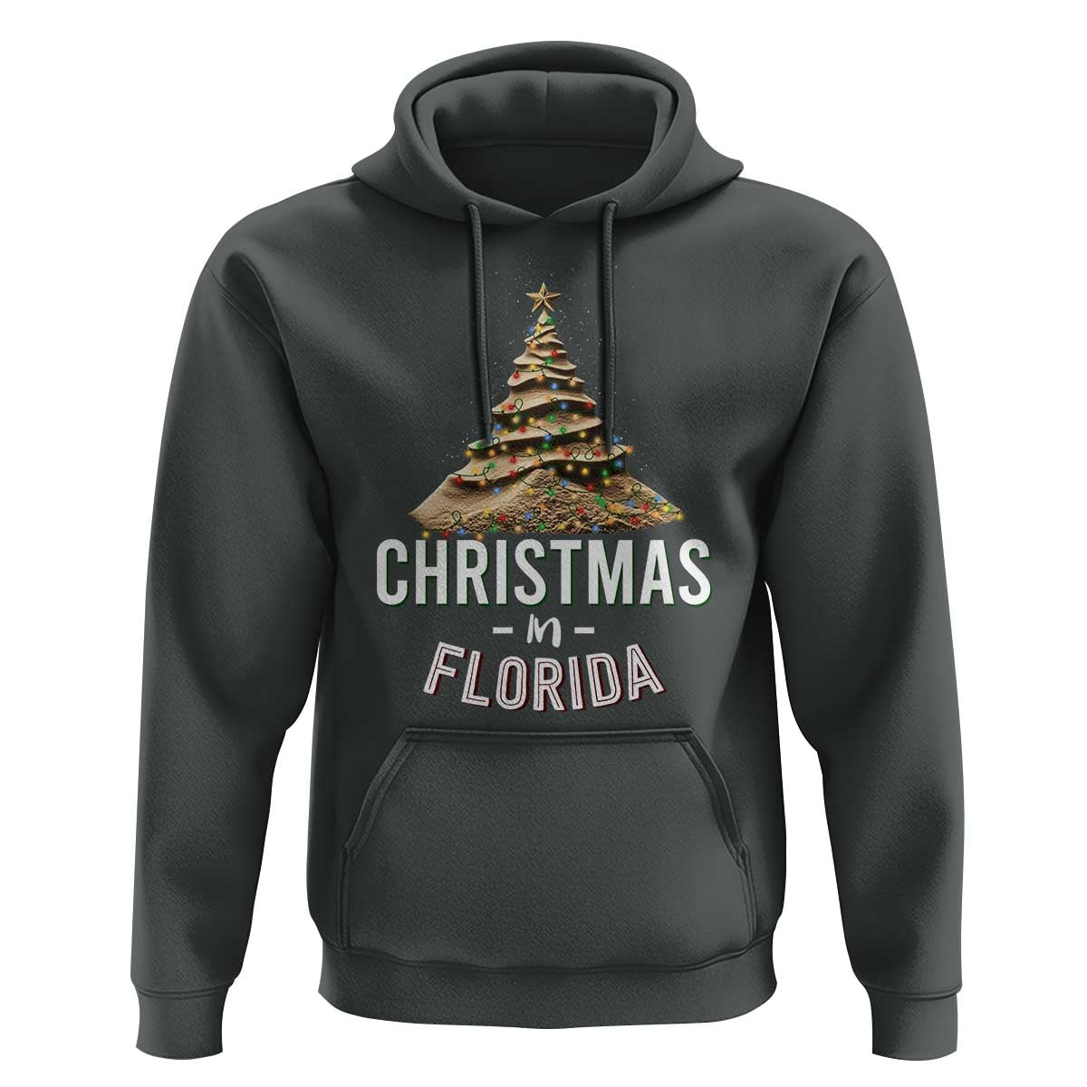Christmas In Florida Hoodie Sand Xmas Tree Lights Family Vacation