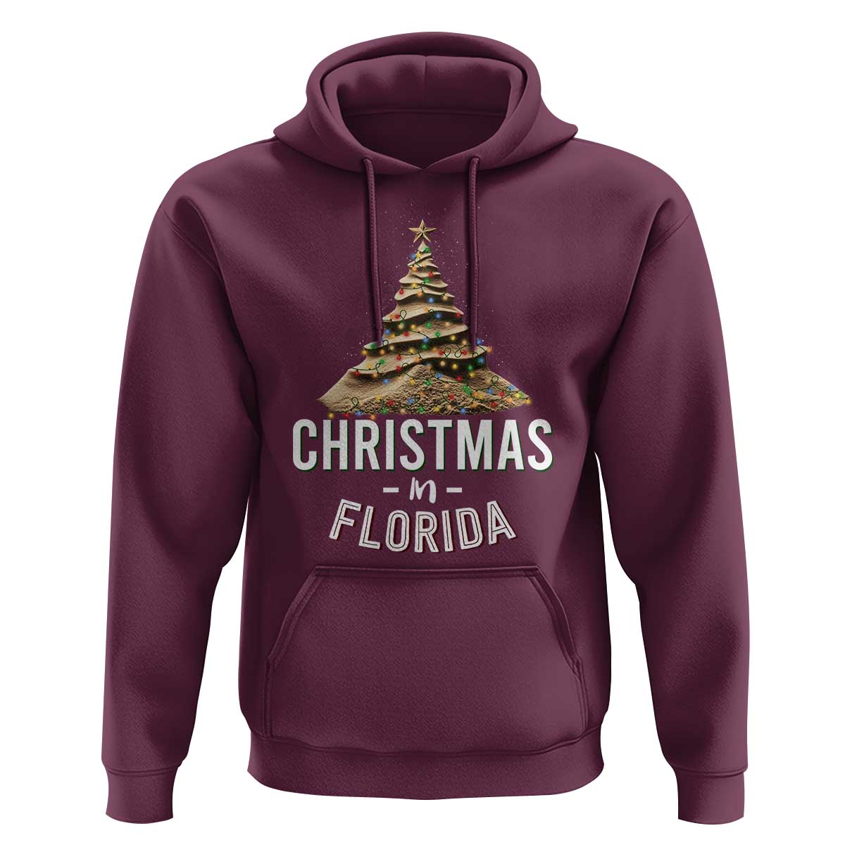 Christmas In Florida Hoodie Sand Xmas Tree Lights Family Vacation