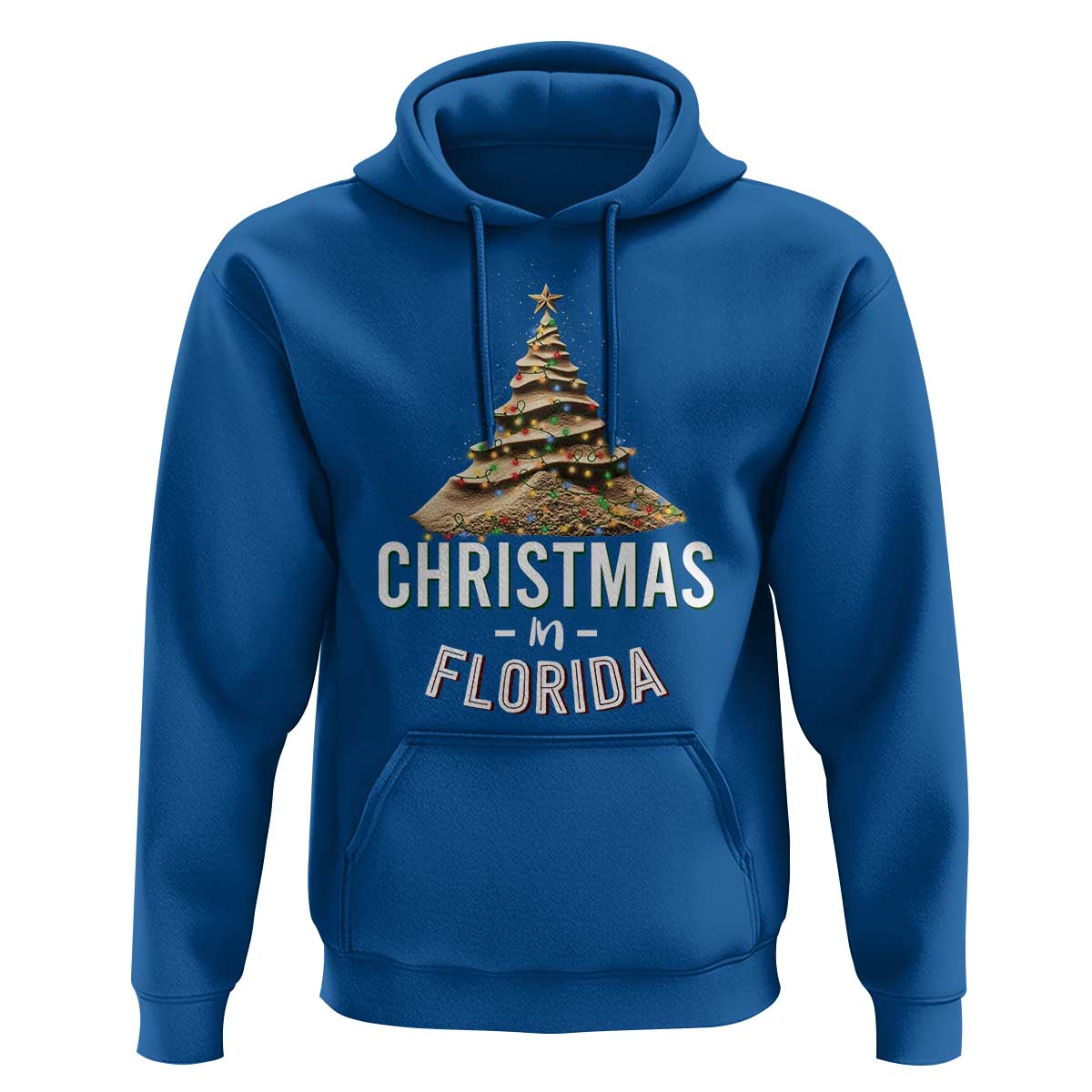 Christmas In Florida Hoodie Sand Xmas Tree Lights Family Vacation