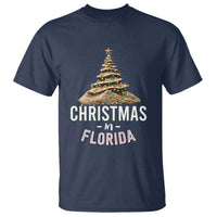 Christmas In Florida T Shirt Sand Xmas Tree Lights Family Vacation - Wonder Print Shop