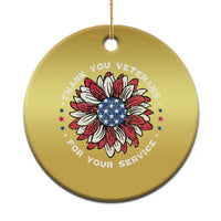 Thank You Veterans Christmas Ornament American Flag Sunflower Military Tribute - Wonder Print Shop