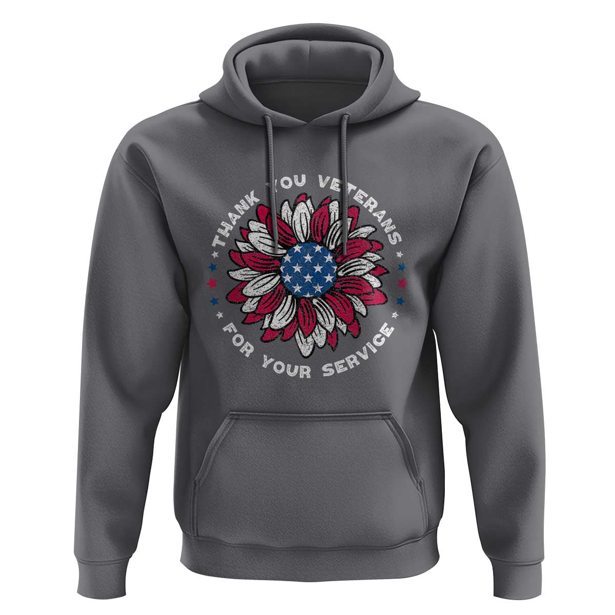 Thank You Veterans Hoodie American Flag Sunflower Military Tribute