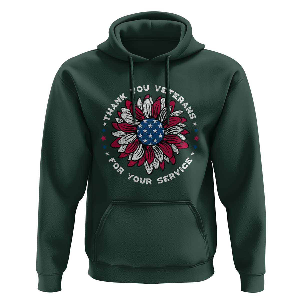 Thank You Veterans Hoodie American Flag Sunflower Military Tribute
